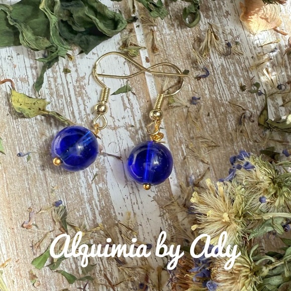 Alquimia Blue Dangle Earrings with Intricate Design - Picture 1 of 1